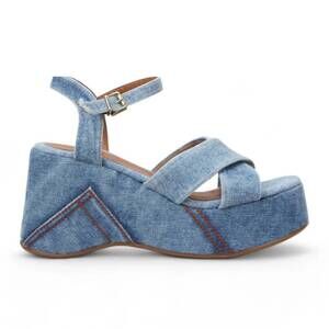 NEW LOVE RIO women's jeena platform sandal in blue denim